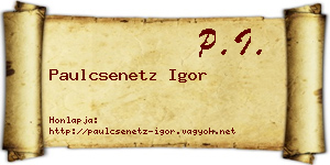 Paulcsenetz Igor névjegykártya